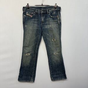 Diesel Women Bootcut Flare Jeans Size 30 Distressed Y2K Blue Denim C001 -3